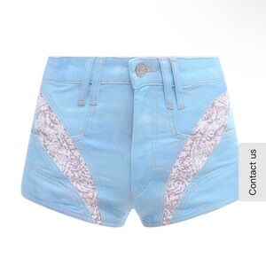 NWT Isabel Marant Neida Quilted blue purple Panel Denim BOHO micro Shorts